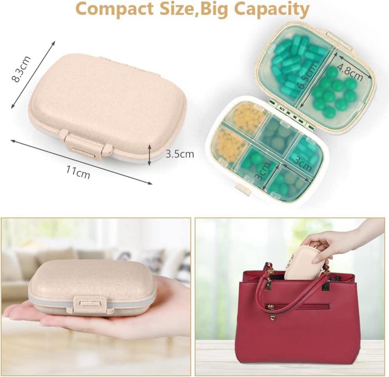 Medikamentenbox 7 Tage BPA Frei 8 Fächer Pillendose Beige