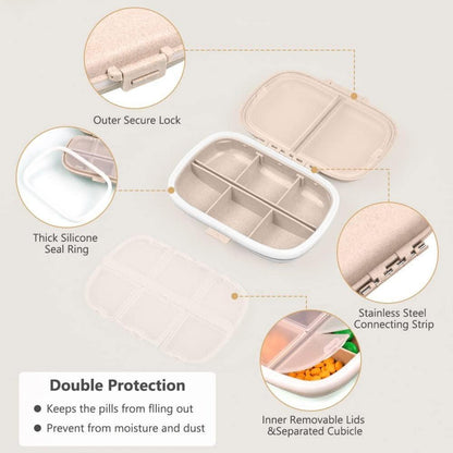 Tablettenbox 7 Tage 8 Fächer BPA frei Medikamentenbox Beige