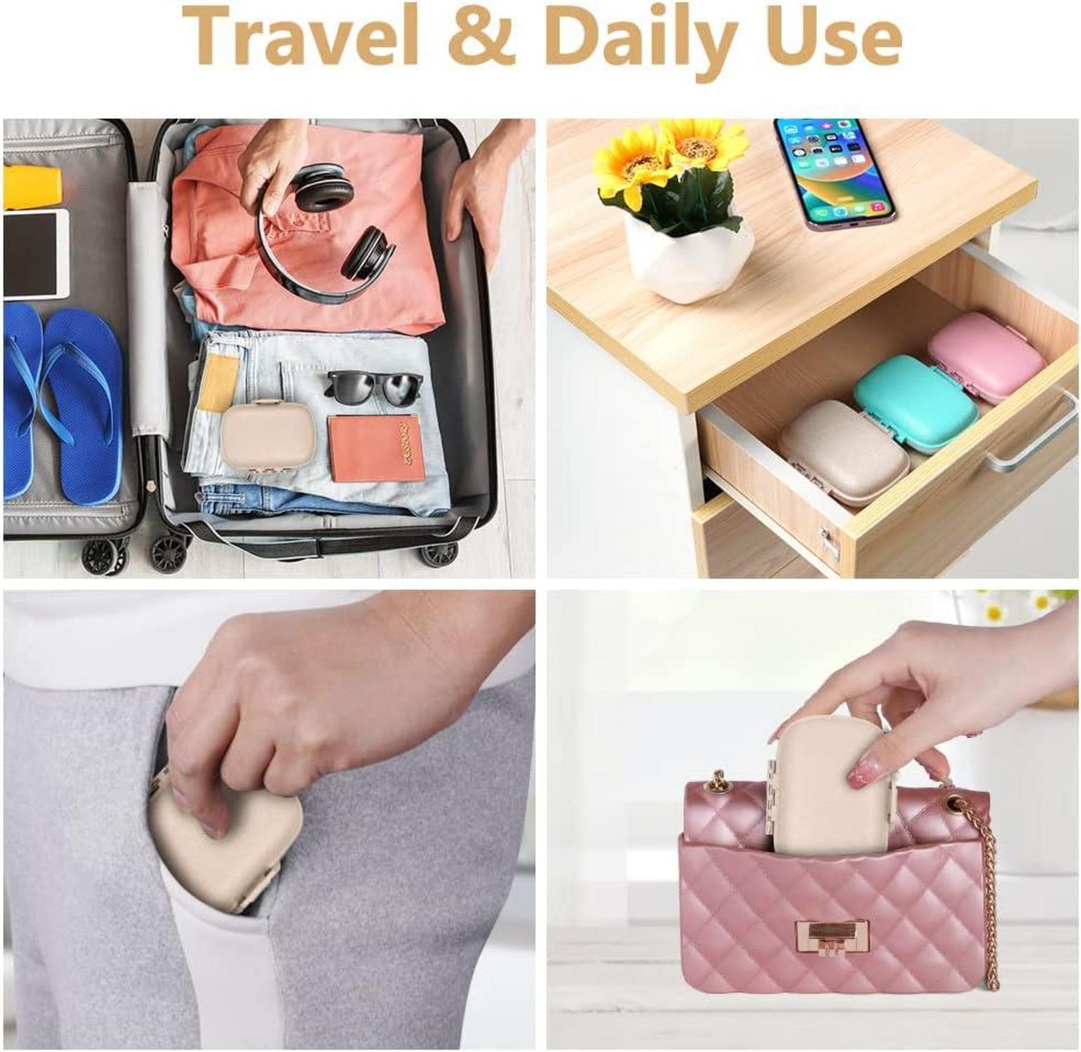 Tablettenbox 7 Tage Pillendose 8 Fächer BPA Frei Beige