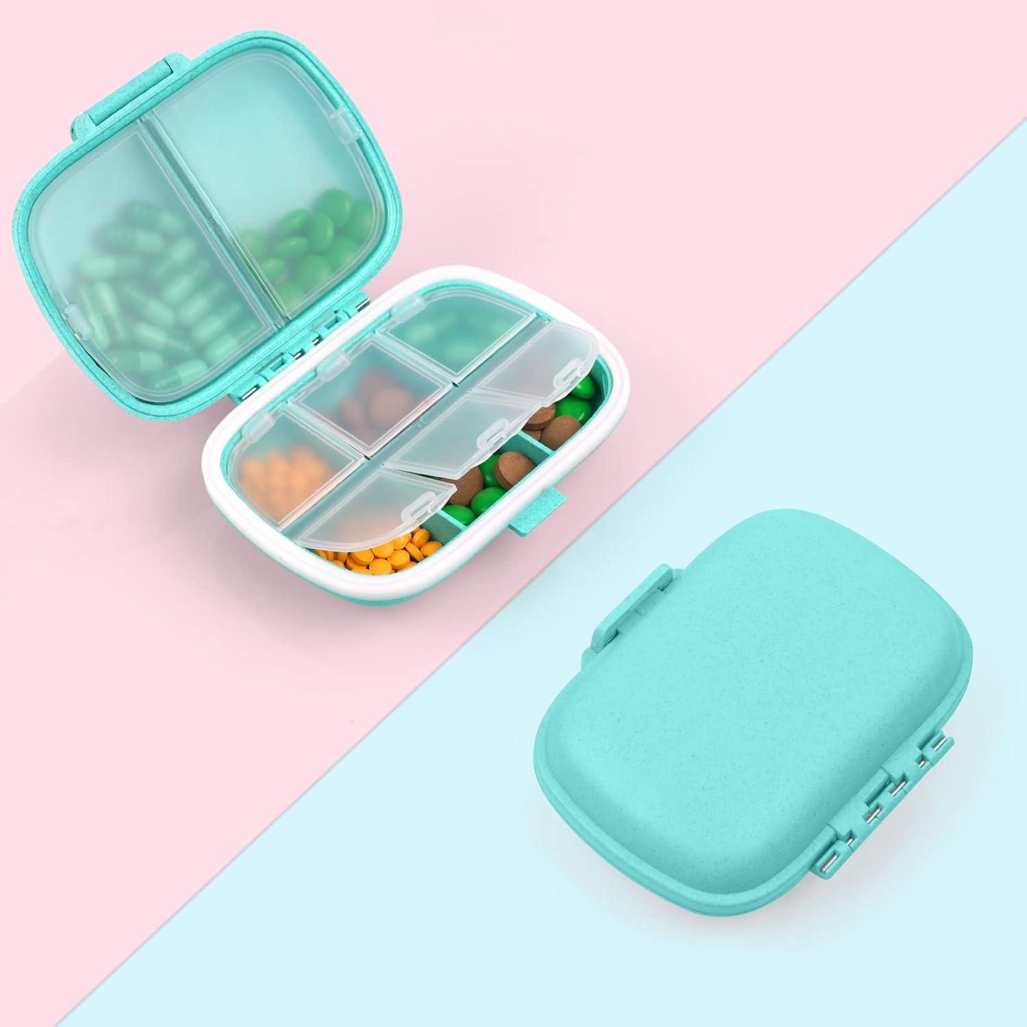Tablettenbox 7 Tage Pillendose 8 Fächer BPA Frei Blau