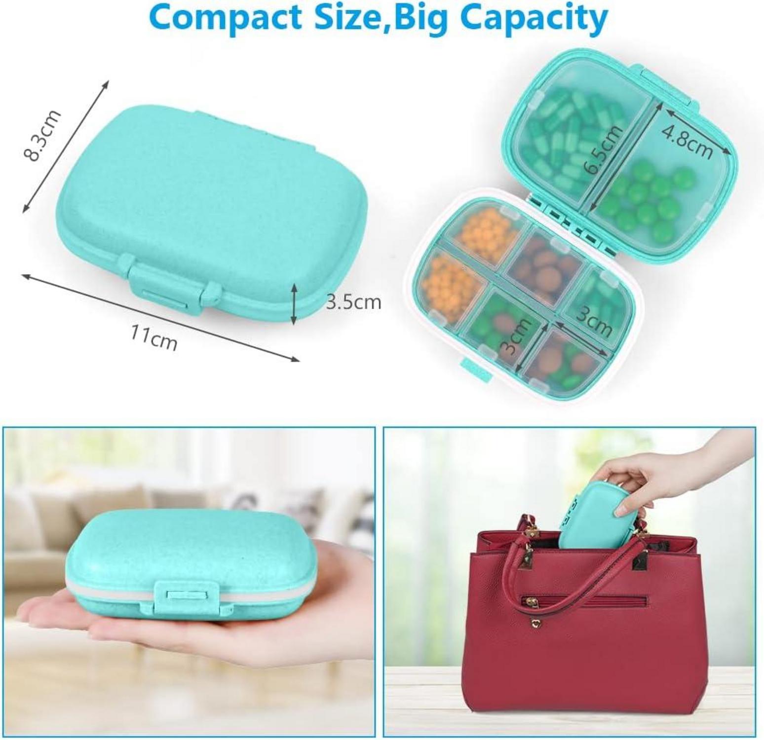 Tablettenbox 7 Tage Pillendose 8 Fächer BPA Frei Mini-Größe