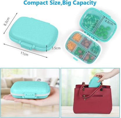 Tablettenbox 7 Tage Pillendose 8 Fächer BPA Frei Mini-Größe
