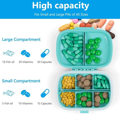 Tablettenbox 7 Tage Pillendose 8 Fächer BPA Frei Blau