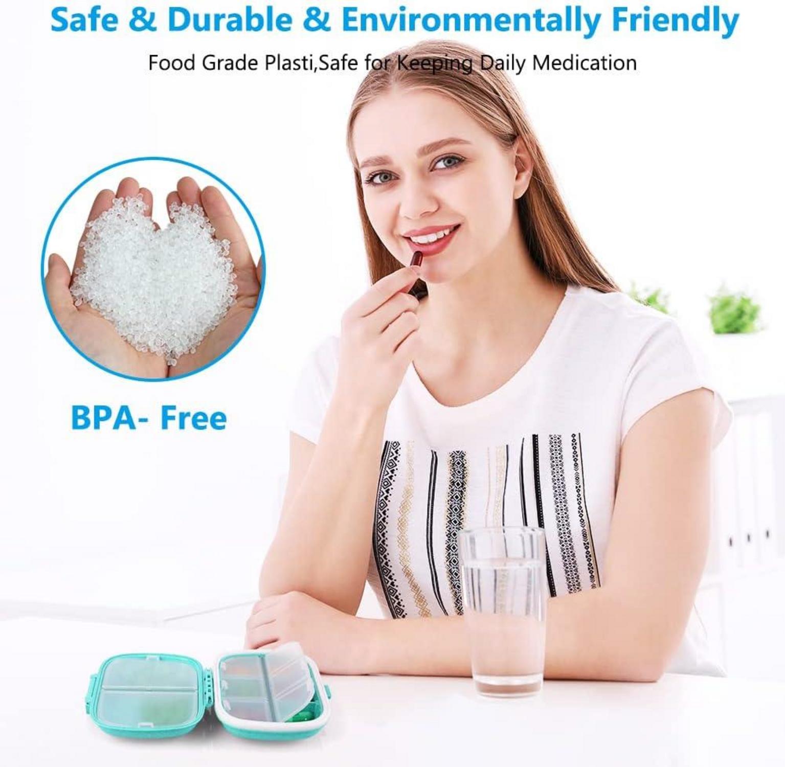 Tablettenbox 7 Tage Pillendose 8 Fächer BPA-frei Blau