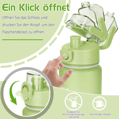 AOHAN Trinkflasche 1l BPA-Frei Sportflasche Zeitmarkierung Fitness Büro Yoga
