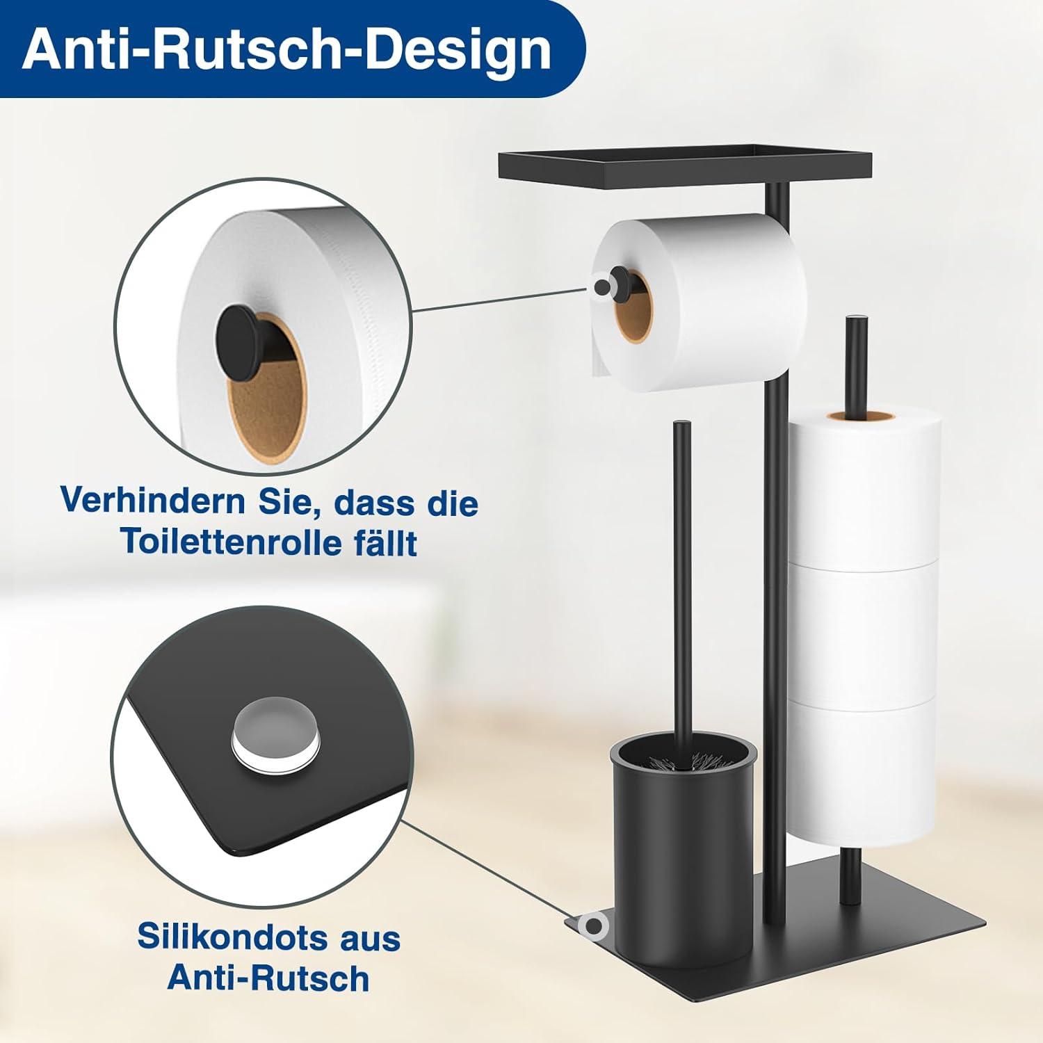 Edelstahl Klopapierhalter mit Klobürste und Ablage