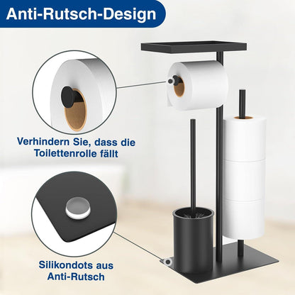Edelstahl Klopapierhalter mit Klobürste und Ablage