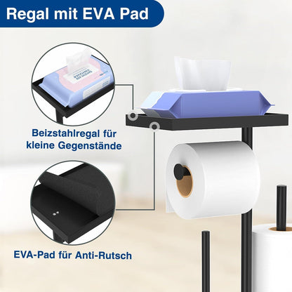 Edelstahl Toilettenpapierhalter Stehend mit Klobürste und Ablage