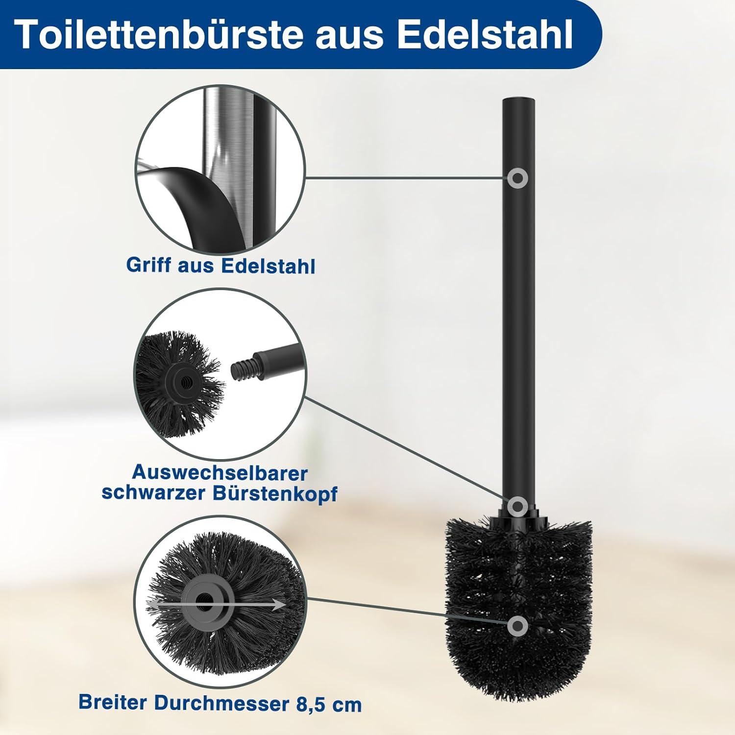 Edelstahl Toilettenpapierhalter Stehend mit Klobürste und Ablage