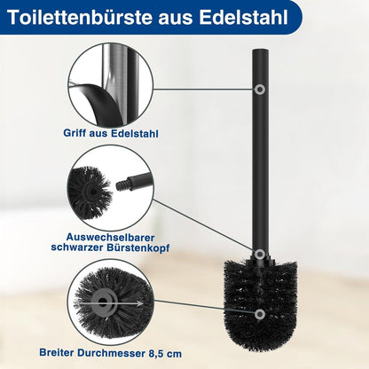 Edelstahl Toilettenpapierhalter Stehend mit Klobürste und Ablage