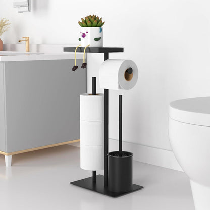 Edelstahl Toilettenpapierhalter Stehend mit Klobürste und Ablage