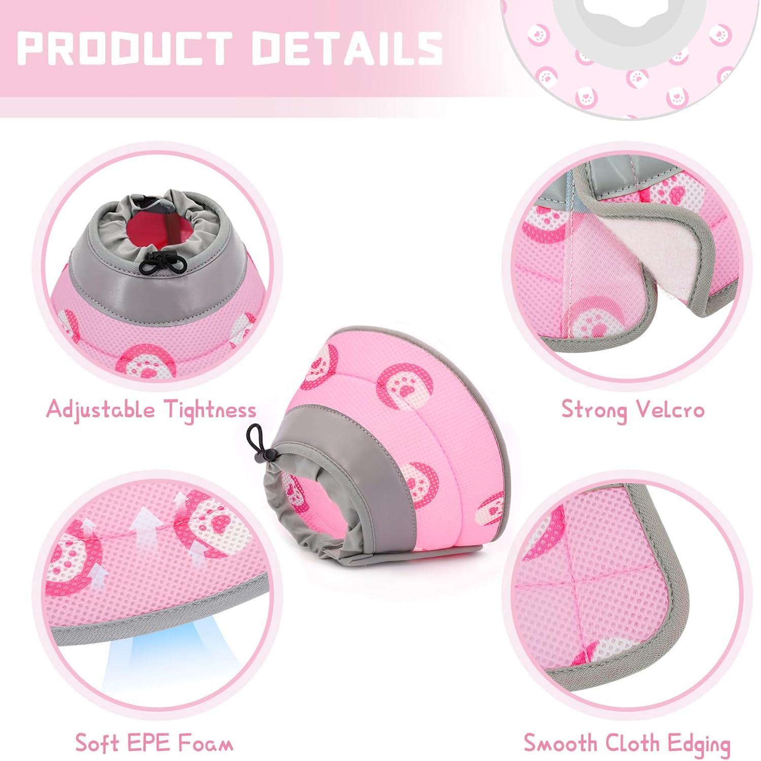 Supet Einstellbarer Katzenkegel Weich Halsband Konus Operation Pink S