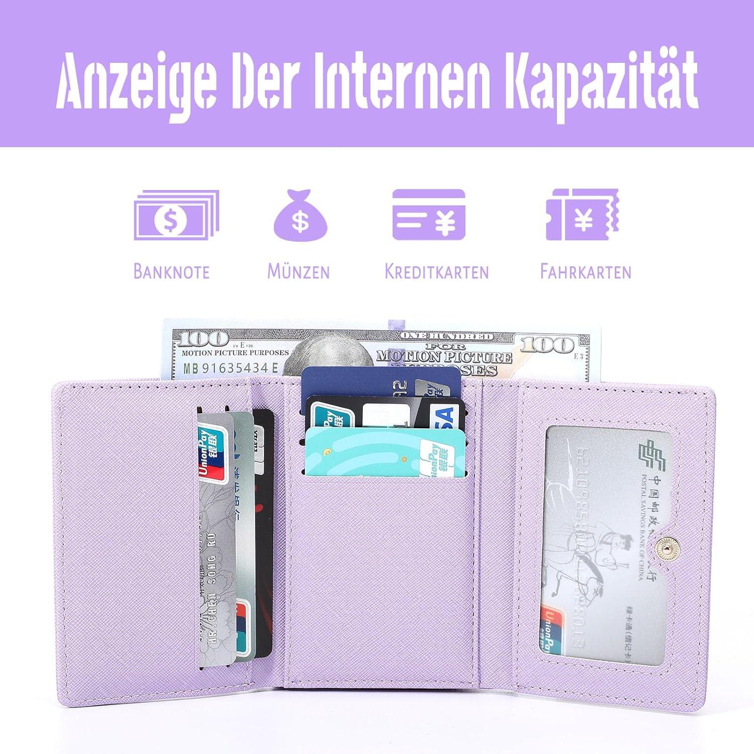 Damen Geldbörse Klein Saffiano Leder Münzfach 7 Kartenfächer