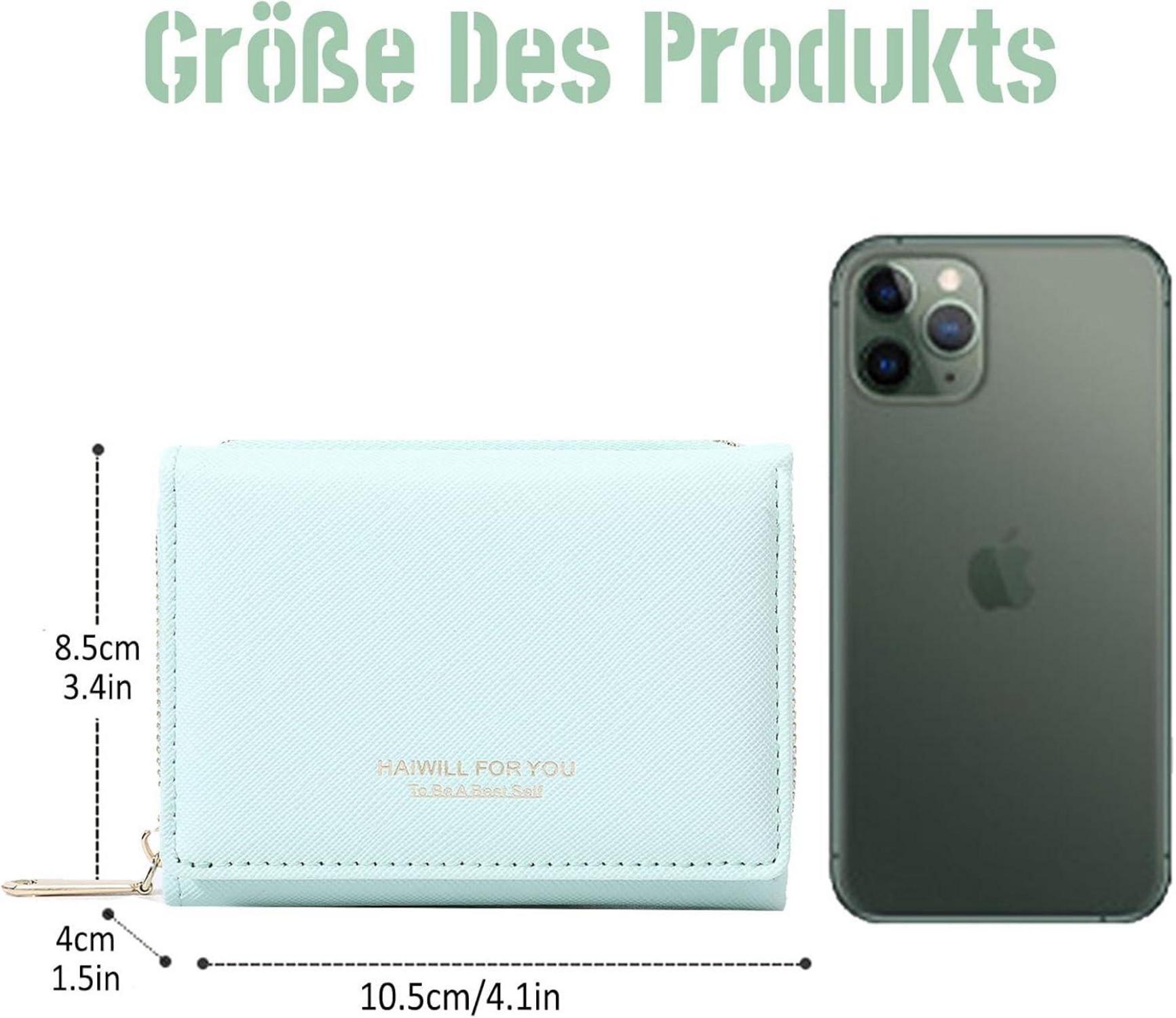 Damen Geldbörse aus PU Leder mit Münzfach und Kartenfächern, Saffiano Grün
