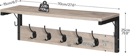 Wandgarderobe Wandregal 7 Haken Ablage Hängeregal Garderobenleisten