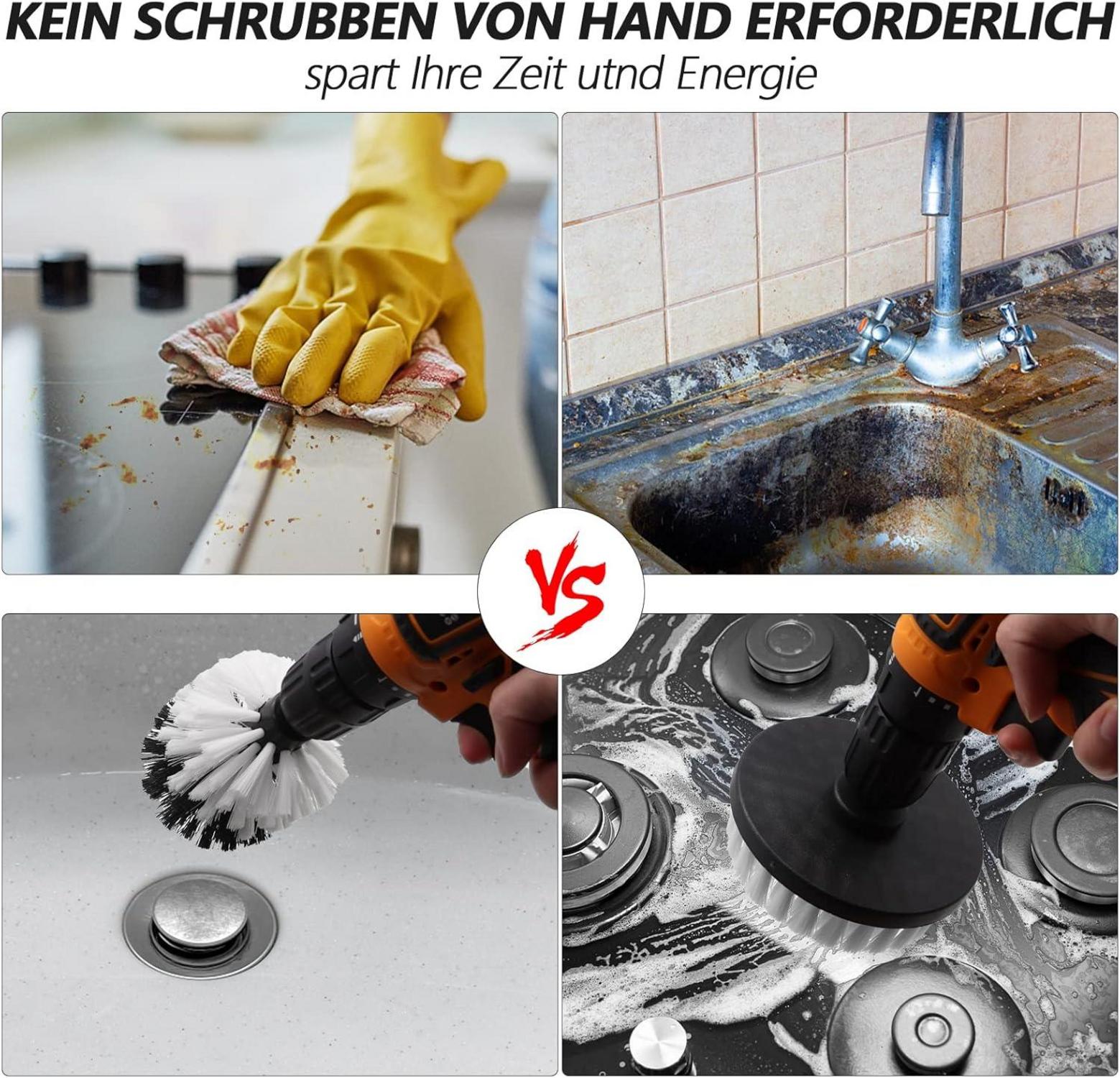 VIBRATITE Bürstenaufsatz Set 20-teilig Akkuschrauber Reinigung Kit