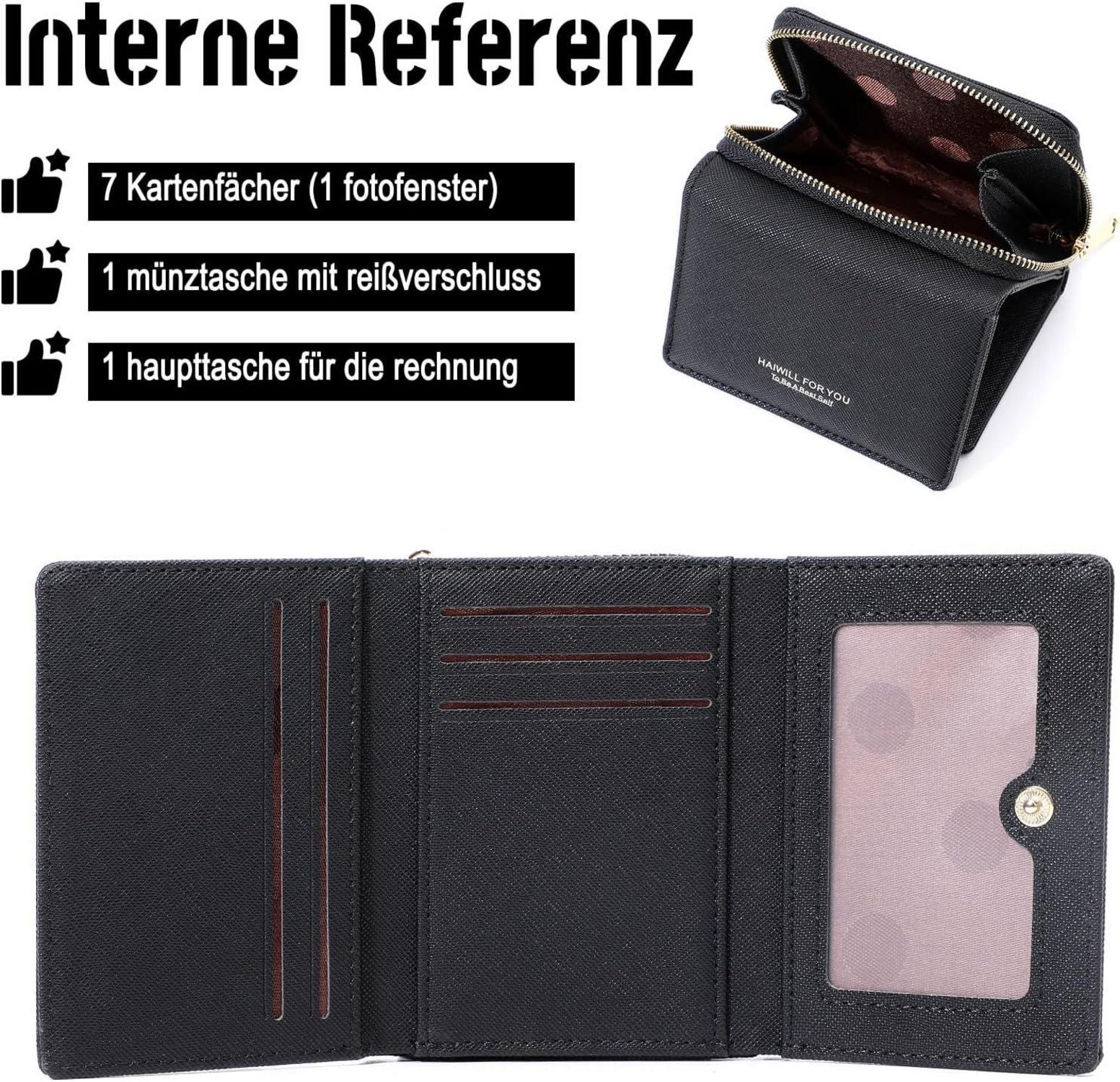 Geldbeutel Damen Klein PU Leder mit Münzfach und Kartenfächern