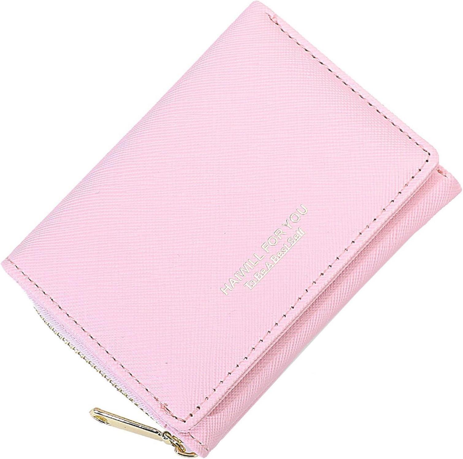 Geldbörse Damen Klein PU Leder mit Münzfach 7 Kartenfächer Rose