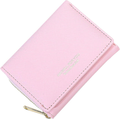 Geldbörse Damen Klein PU Leder mit Münzfach 7 Kartenfächer Rose