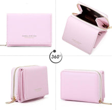 Damen Geldbeutel Klein Saffiano Rosa PU Leder 7 Kartenfächer