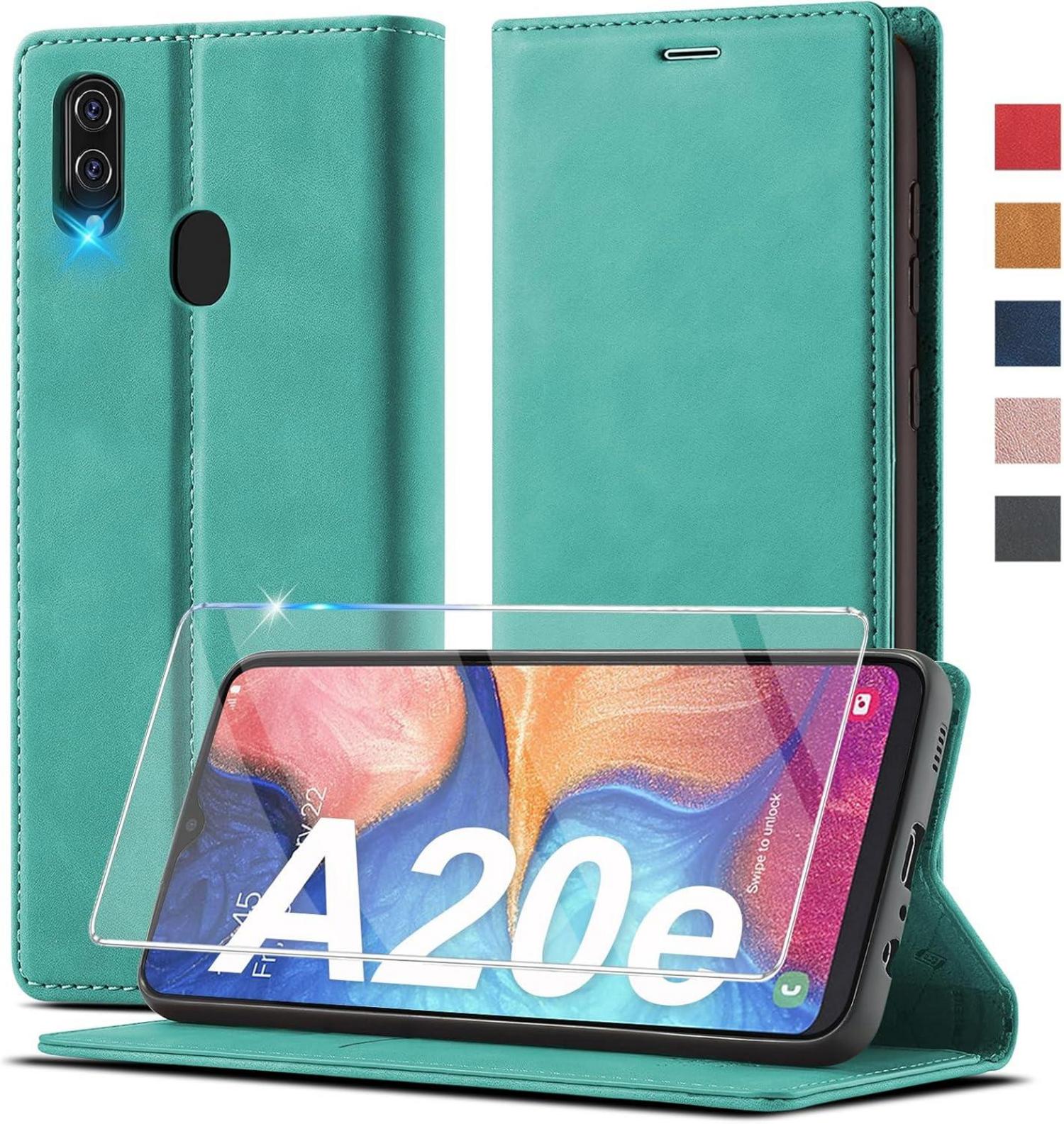 A20e Handyhülle Leder Klappbar Flip Wallet Stoßfest Schutzhülle