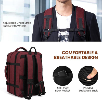 Rucksack Handgepäck Flugzeug Damen Herren 15,6 Zoll Vintage Rotwein