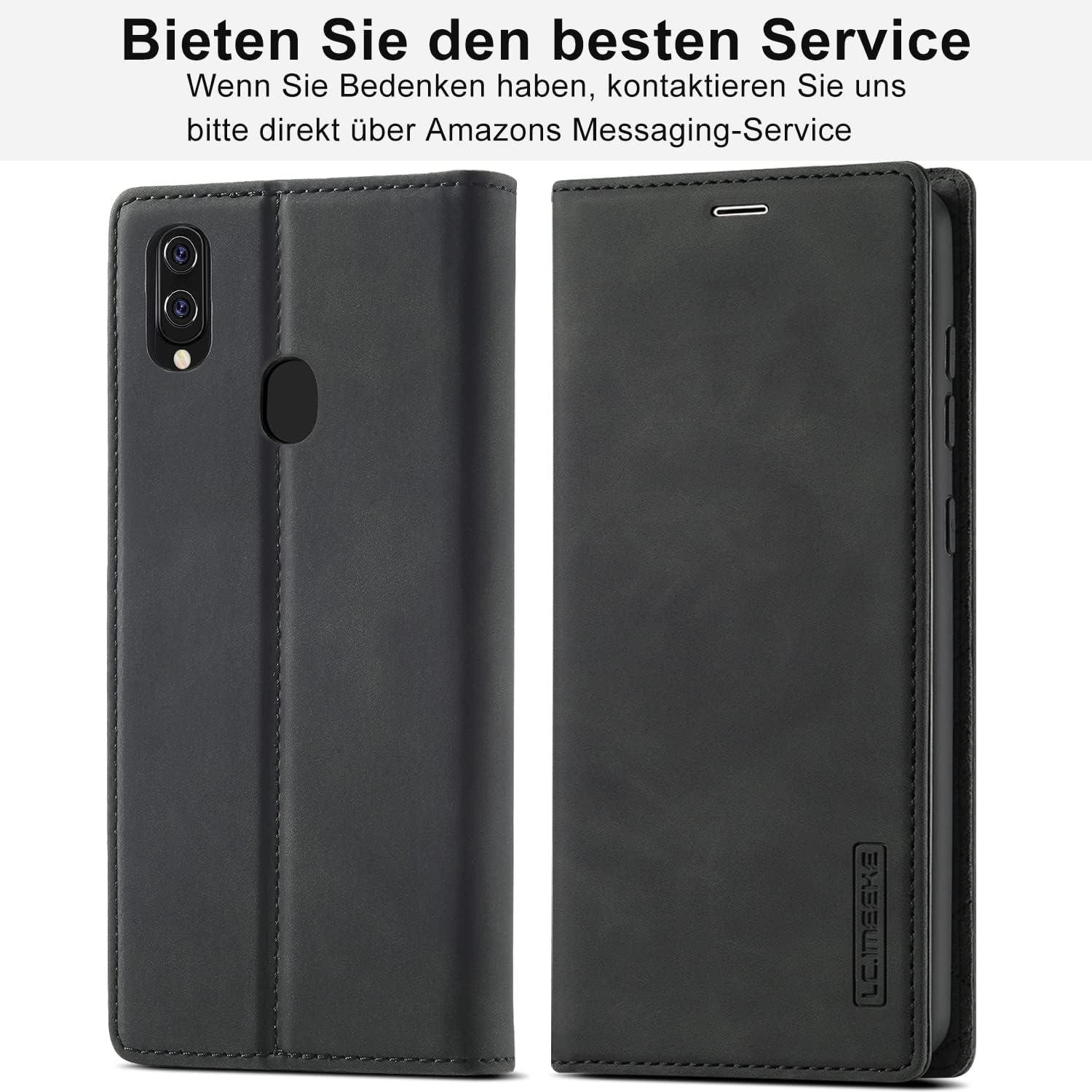 Samsung Galaxy A20e Handyhülle Leder Wallet Flip Case Schutzhülle Schwarz