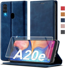 Handyhülle Samsung Galaxy A20e Leder Flip Wallet Stoßfest Blau