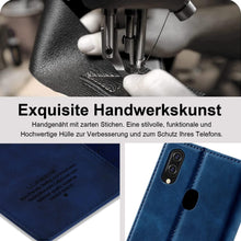 A20e Handyhülle Leder Flip Wallet Schutzhülle Blau