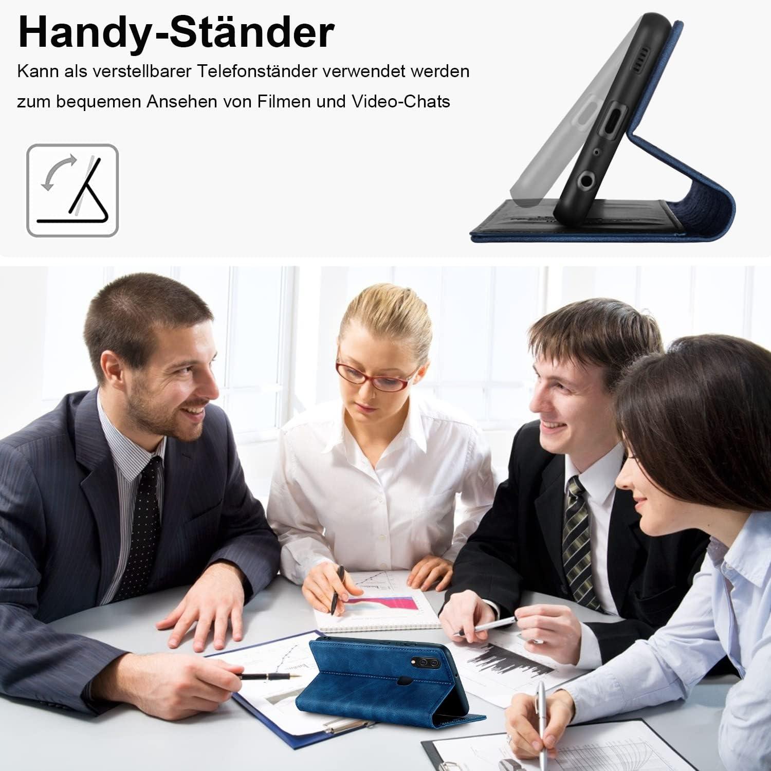 Handyhülle Samsung Galaxy A20e Leder Flip Wallet Stoßfest Blau