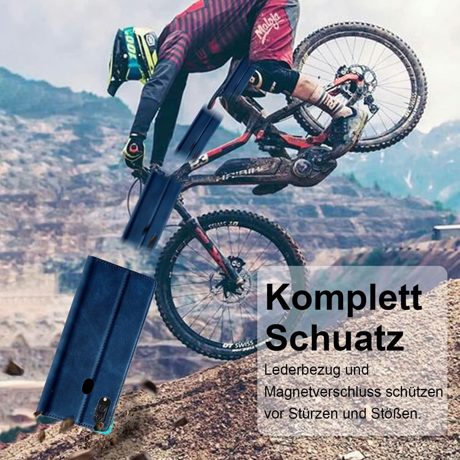 Samsung Galaxy A20e Hülle Leder Wallet Schutzhülle blau
