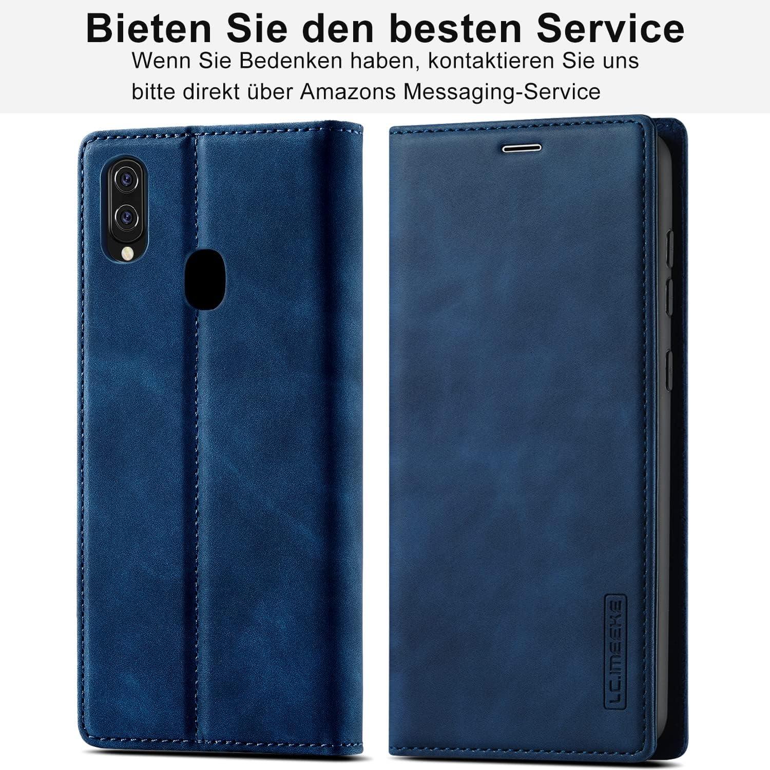 Samsung Galaxy A20e Hülle Leder Wallet Schutzhülle blau