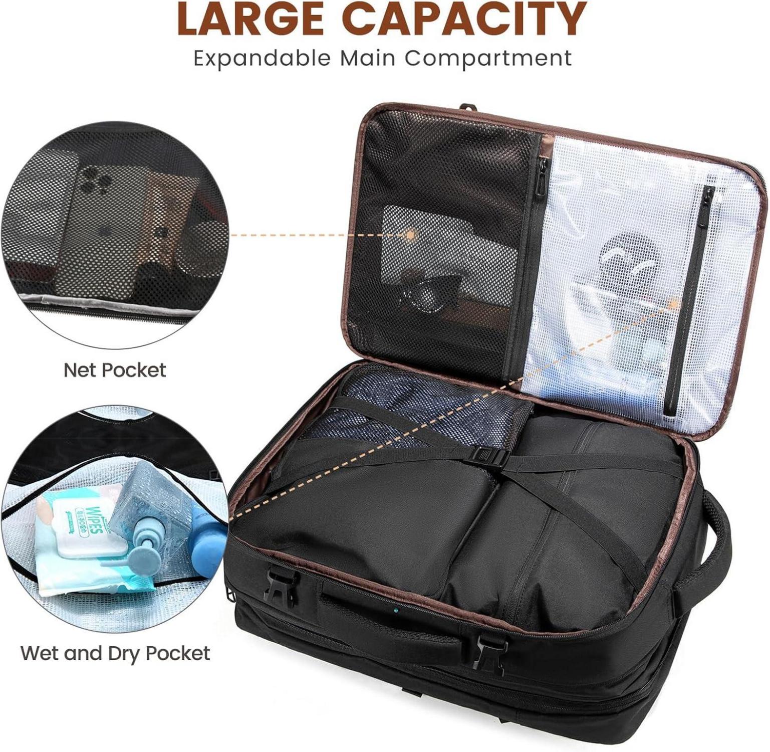 LOVEVOOK Business Travel Laptop Rucksack Handgepäck Flugzeug 17 Zoll Schwarz