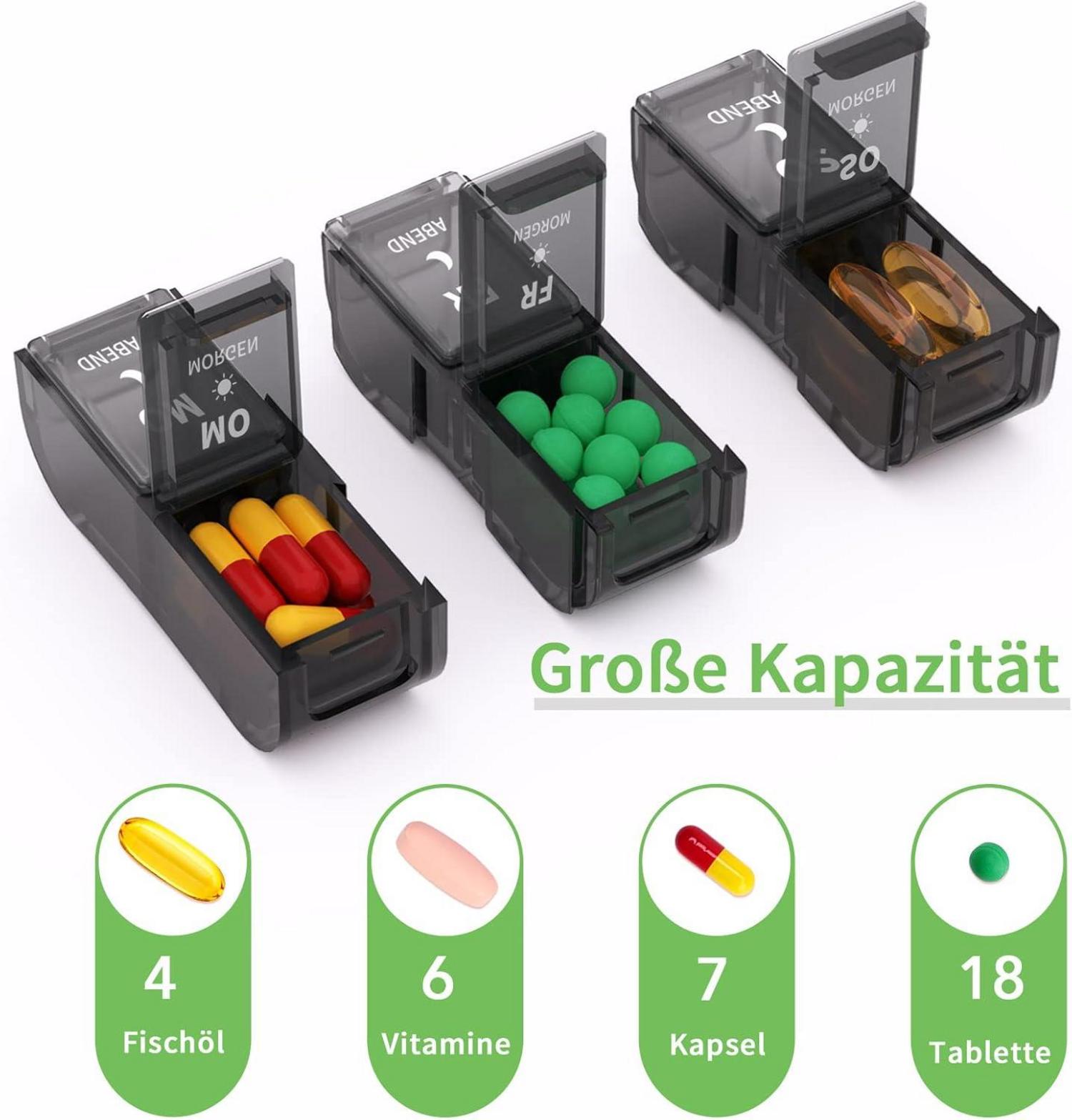 Pillendose 7 Tage 2 Fächer Morning Abend Medikamentenbox