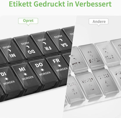 Tablettenbox 7 Tage 2 Fächer Morgens Abends Pillendose BPA-frei