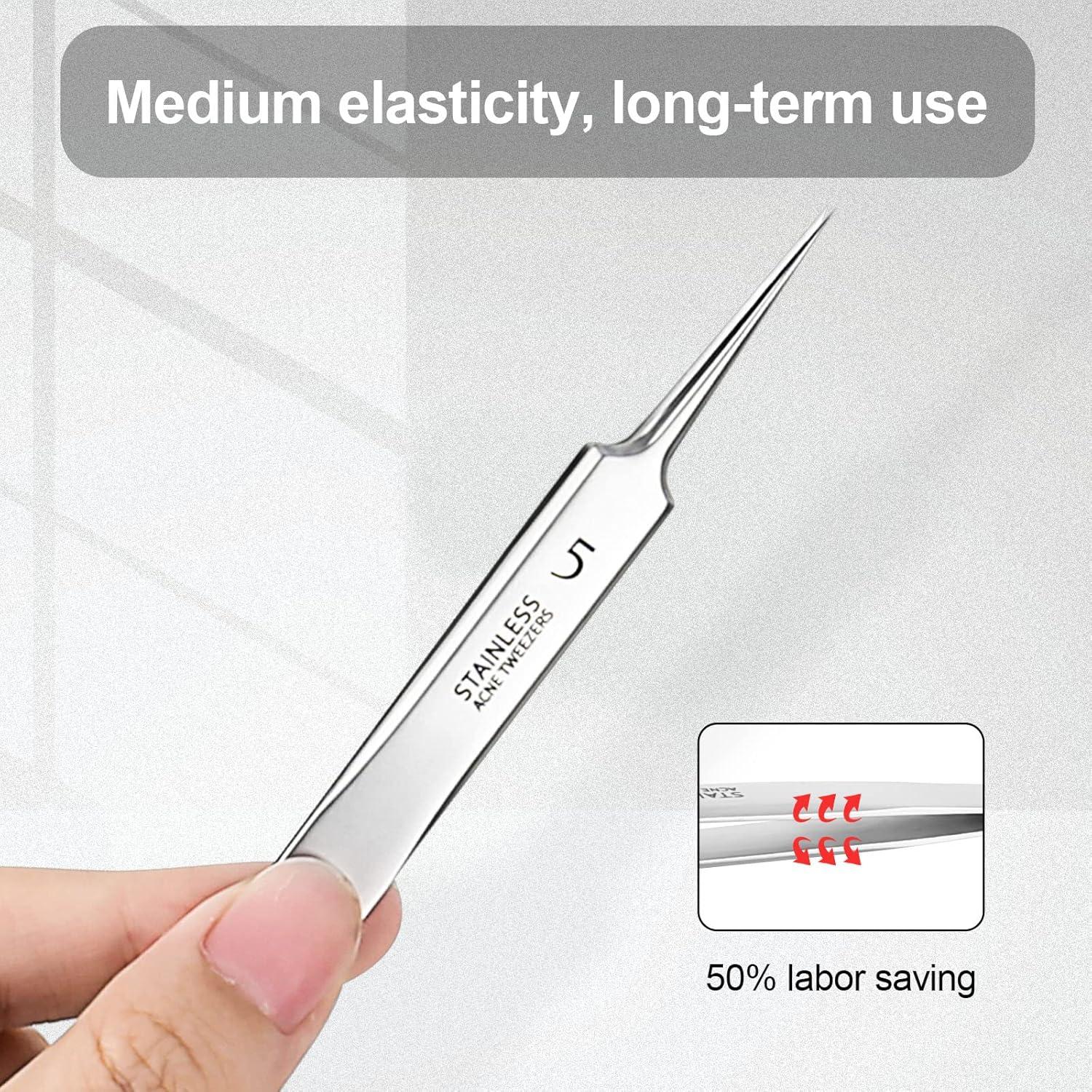 Edelstahl Pinzette Mitesser Entferner Präzisions Splitter Extraktor