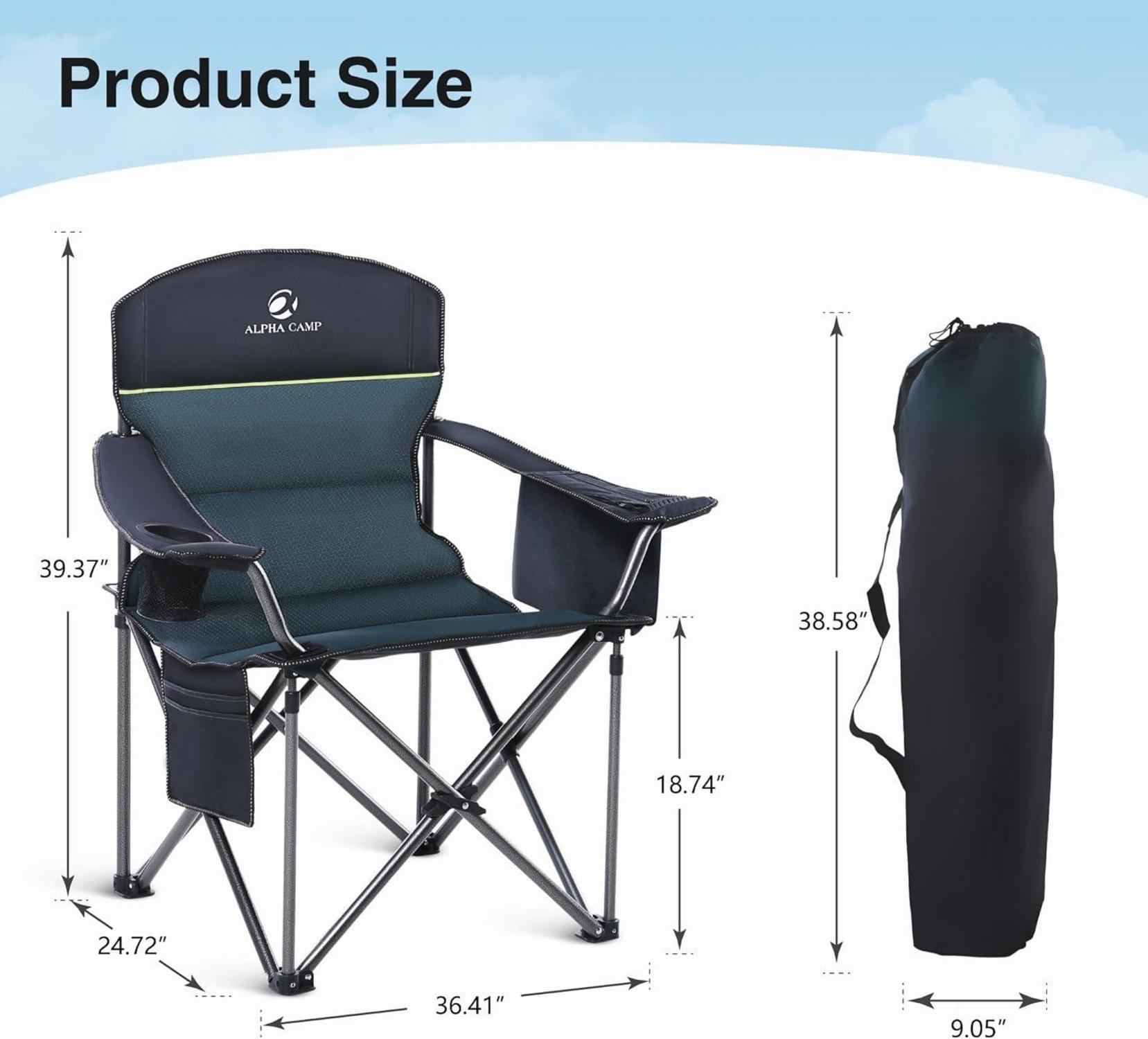 XXL Campingstuhl 200kg belastbar Faltbar Gepolstert mit