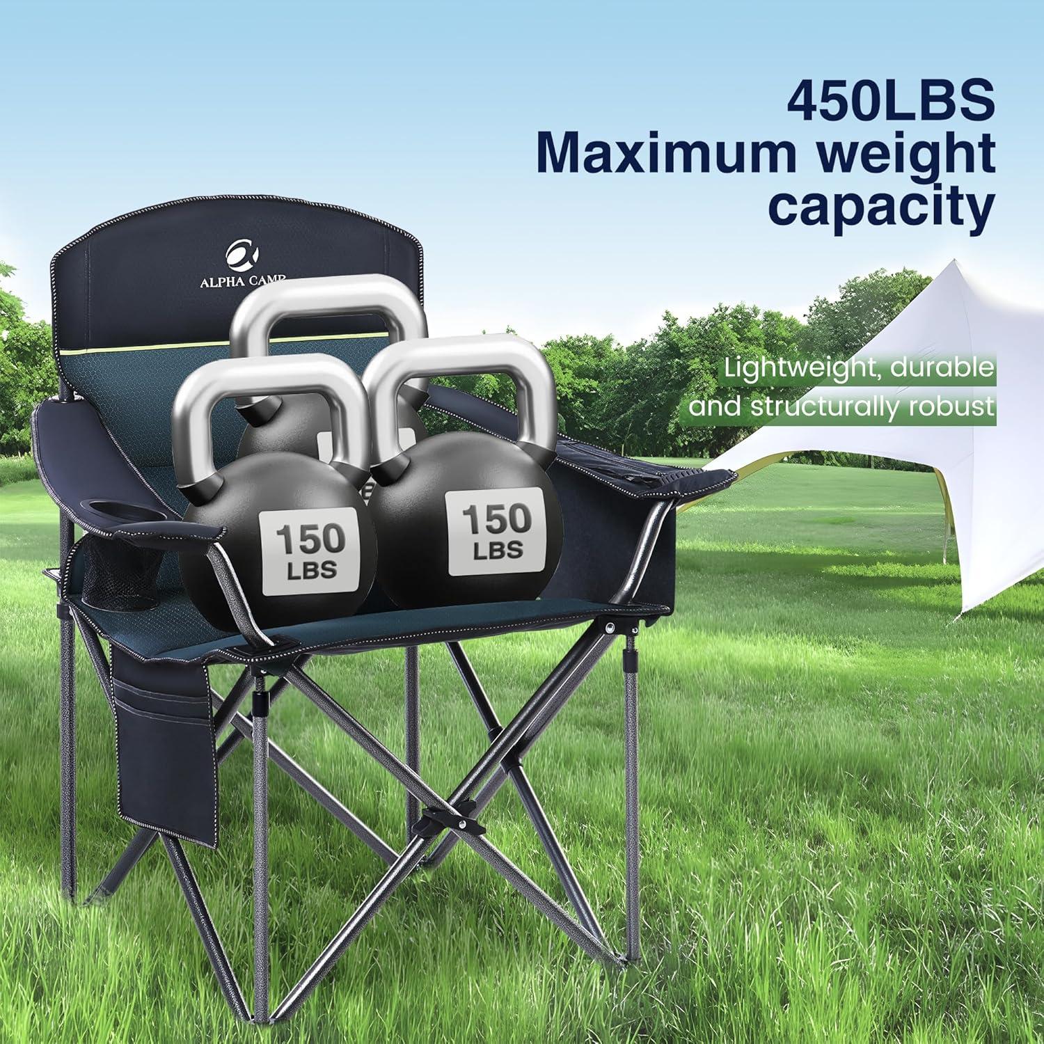 XXL Campingstuhl Faltbar Gepolstert 200kg Belastbarkeit Outdoor Grün