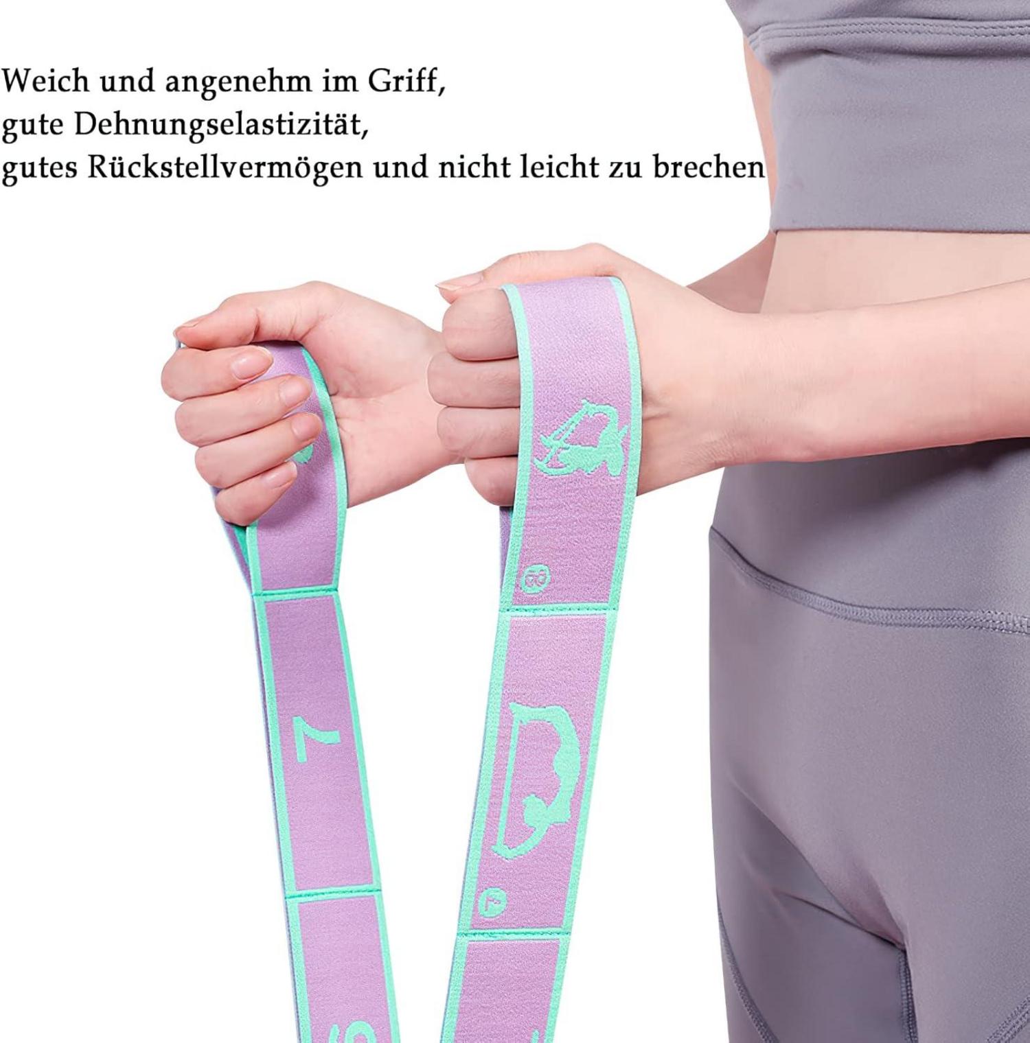 Yoga-Gurt mit 8 Schlaufen und Übungsanleitung