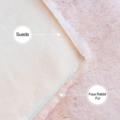 Runder Fellteppich Rosa 90 cm – Flauschiger Teppich Schlafzimmer