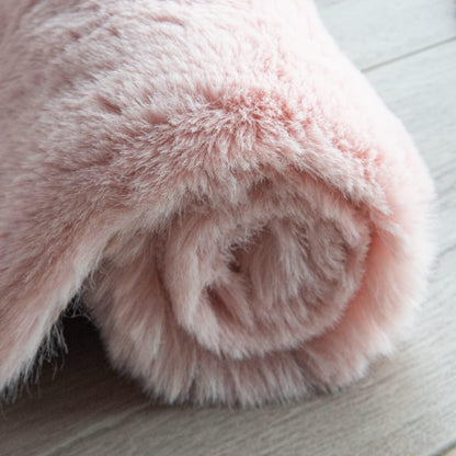 Runder Flauschteppich Rosa 240 cm – Weicher Kunstfell Teppich