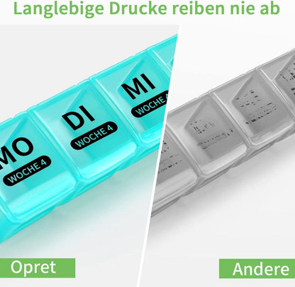 Opret Tablettenbox 7 Tage Große Fächer Transparenter Deckel