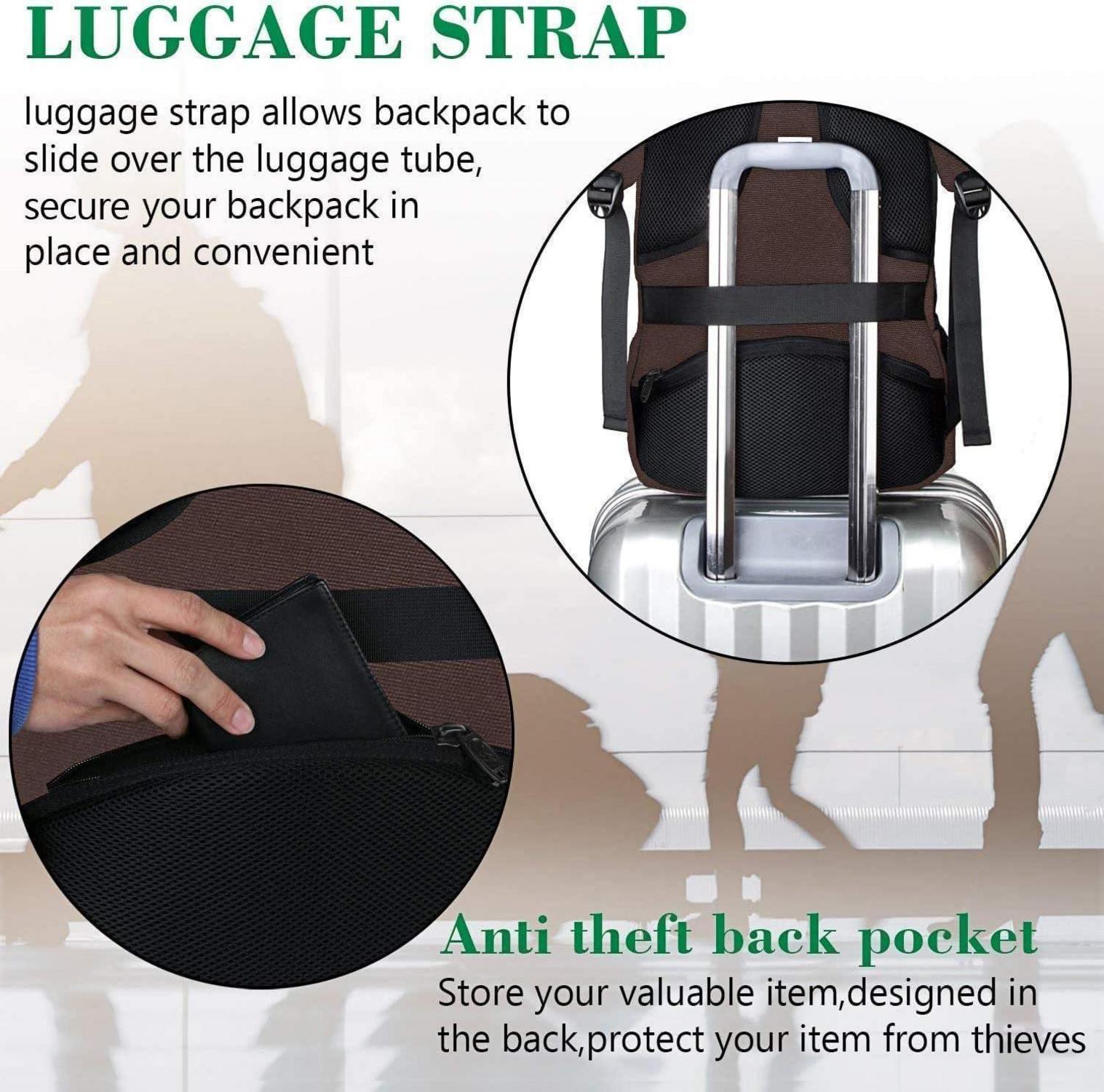 Laptop Rucksack 15,6 Zoll USB-Ladeanschluss Braun 32L