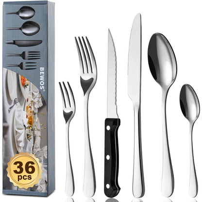 36-teiliges Besteckset mit Steakmesser für 6 Bestecksets