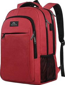 Business Laptop Rucksack Wasserdicht USB-Ladeanschluss 15,6 Zoll Rot