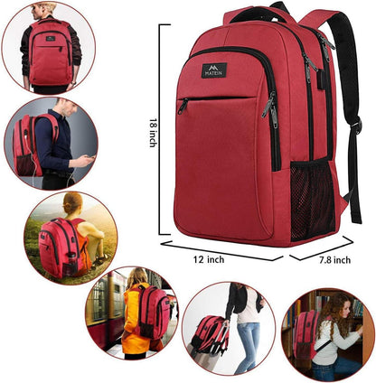 Laptop Rucksack 15,6 Zoll USB-Ladeanschluss Wasserdicht Rot