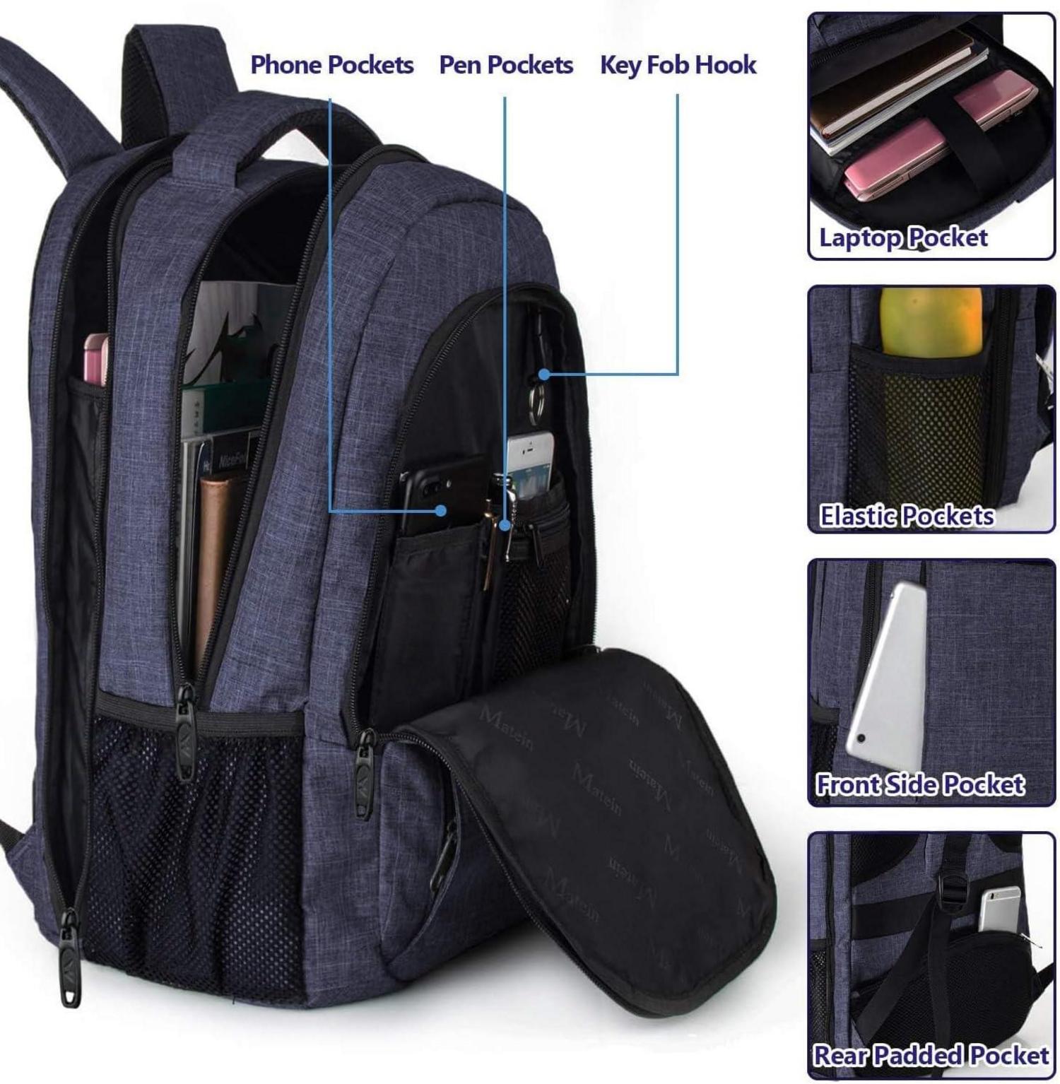 Moderne MATEIN Laptoprucksack 17,3 Zoll USB-Ladeanschluss, Wasserdicht