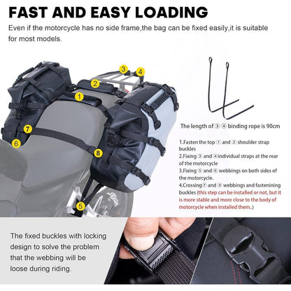 Wasserdichte Motorrad Satteltaschen 18L (Grau) – Robust & Vielseitig