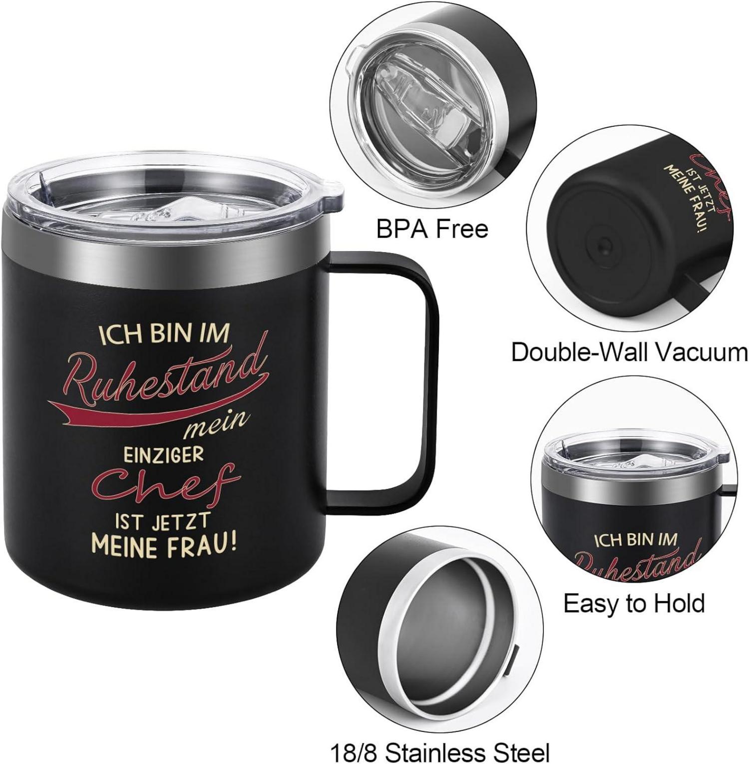 Livole Rentner Geschenk Tasse 2024 Ruhestand 12oz Edelstahl
