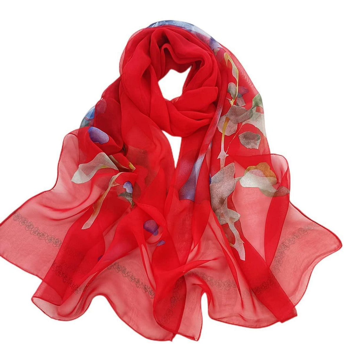 Leichter Seidenschal Damen Georgette Chiffon 160x50cm Geschenkidee